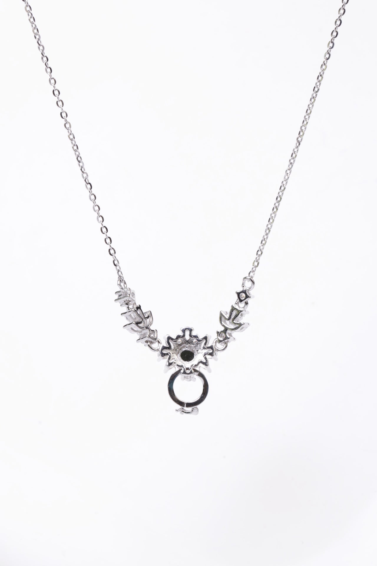 Diamond-Set Flower Ring Necklace