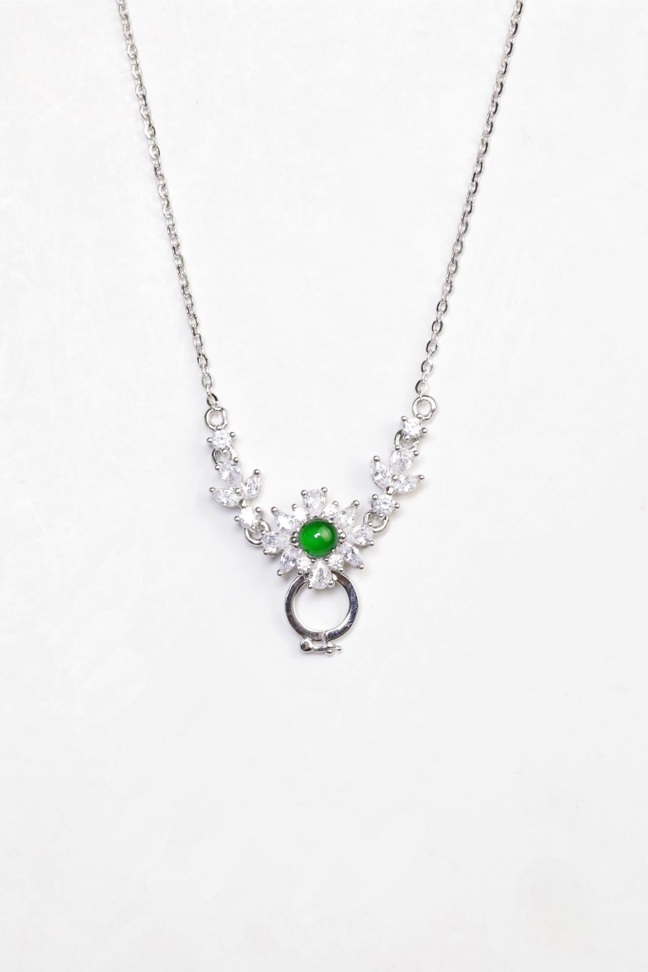 925 Silver Egg-shaped universal necklace Natural Jade