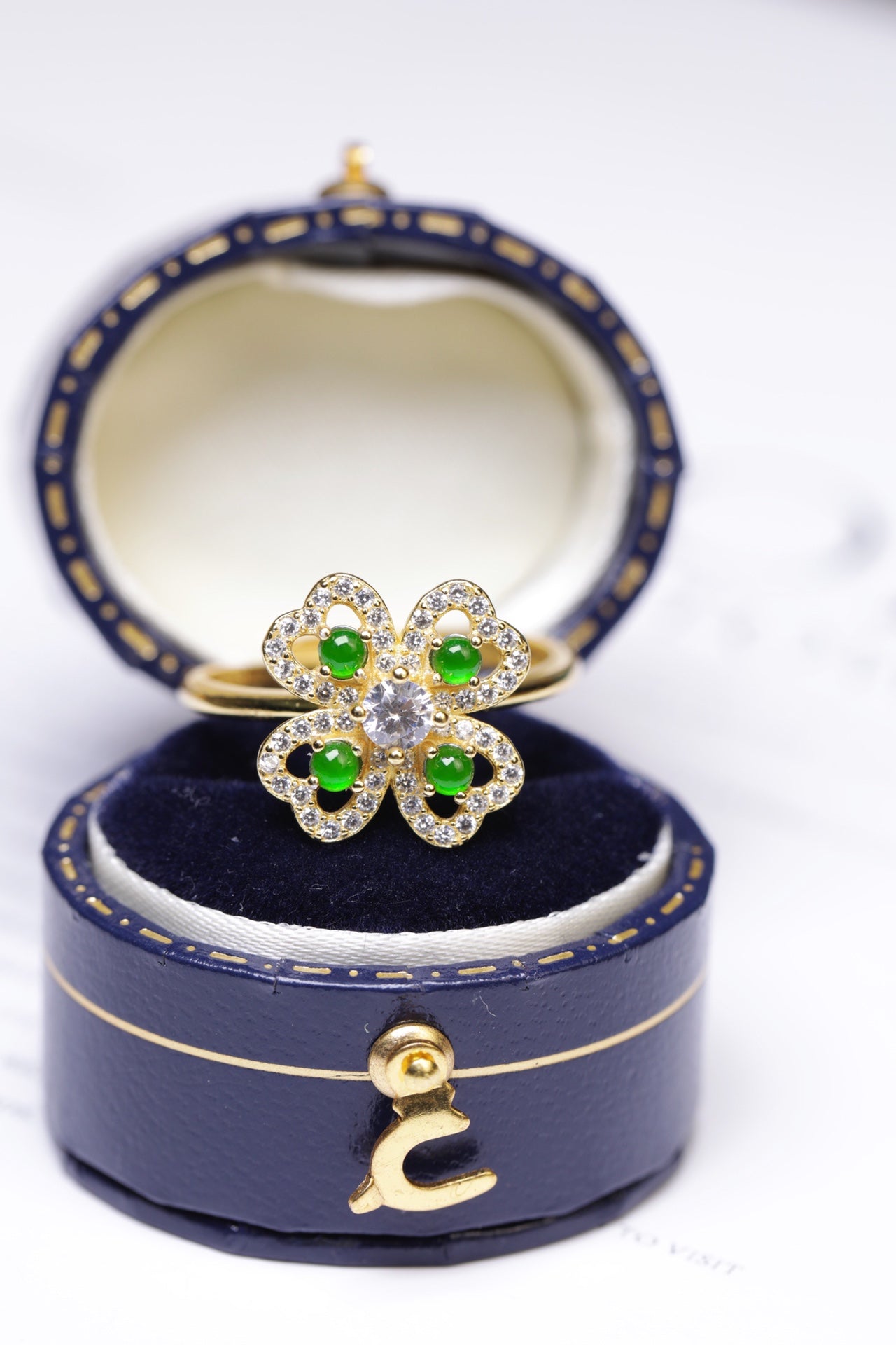 Gold-Plated Rotatable Flower Ring