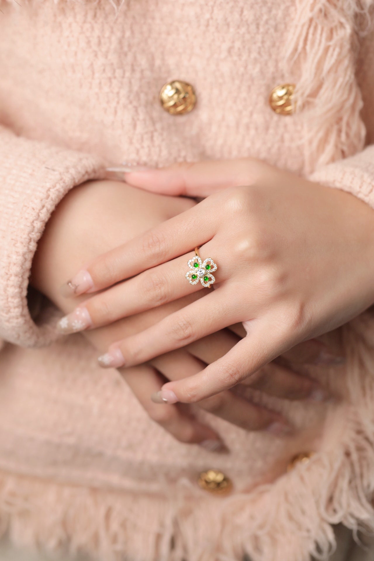 Gold-Plated Rotatable Flower Ring