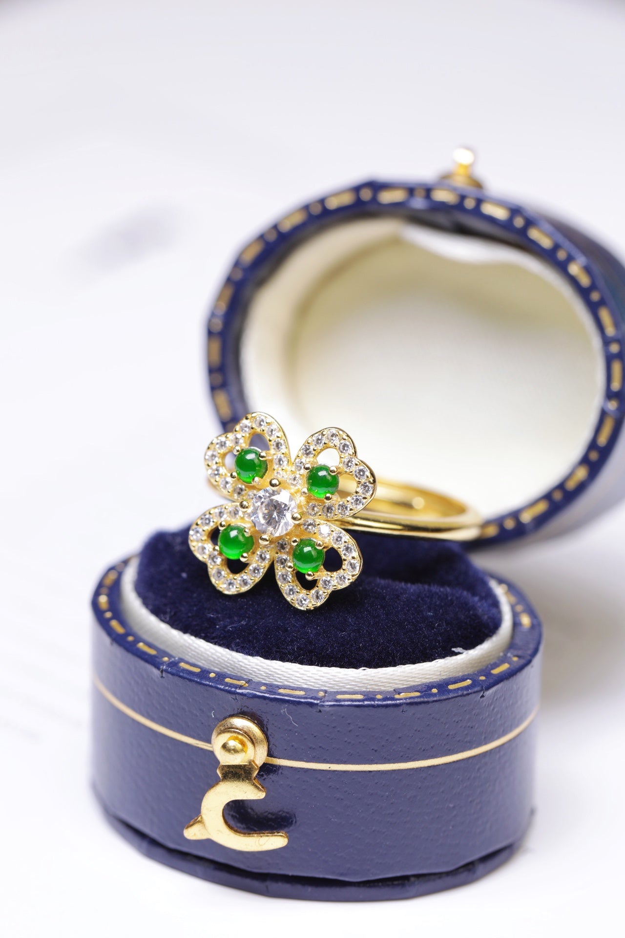 Gold-Plated Rotatable Flower Ring