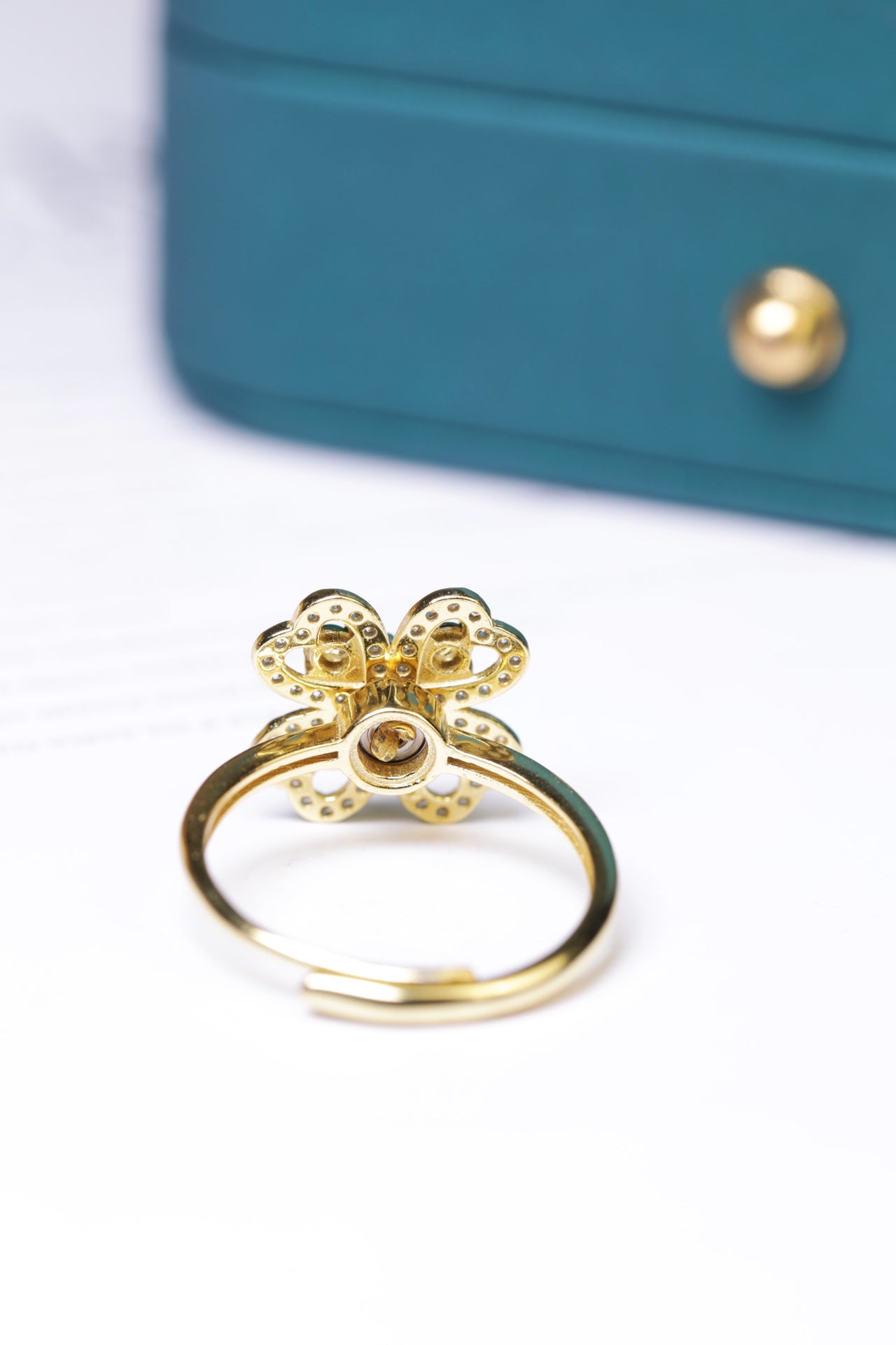 Gold-Plated Rotatable Flower Ring