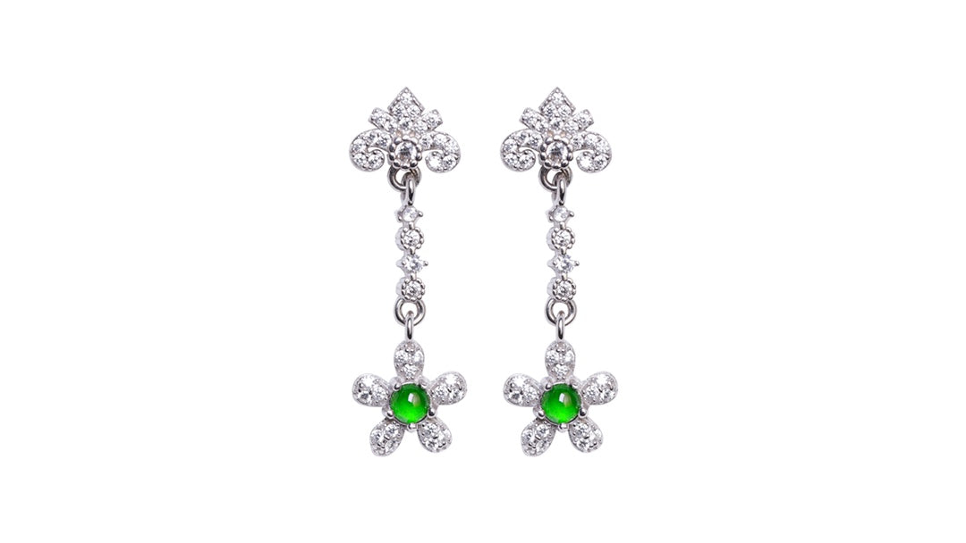 Flower Earrings S925 Silver Jade