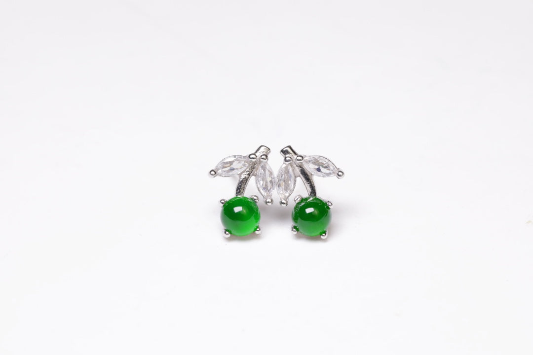 Cherry earrings S925 silver jade