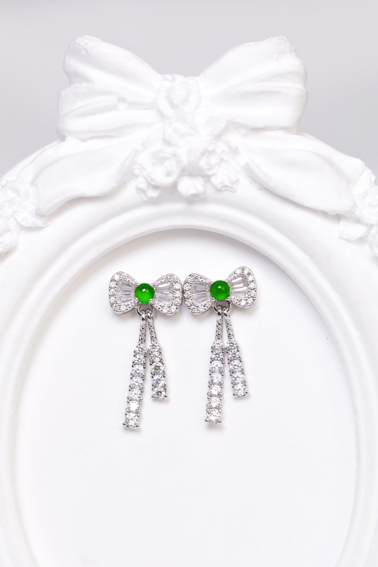 Diamond-Set Bowknot Drop Earrings