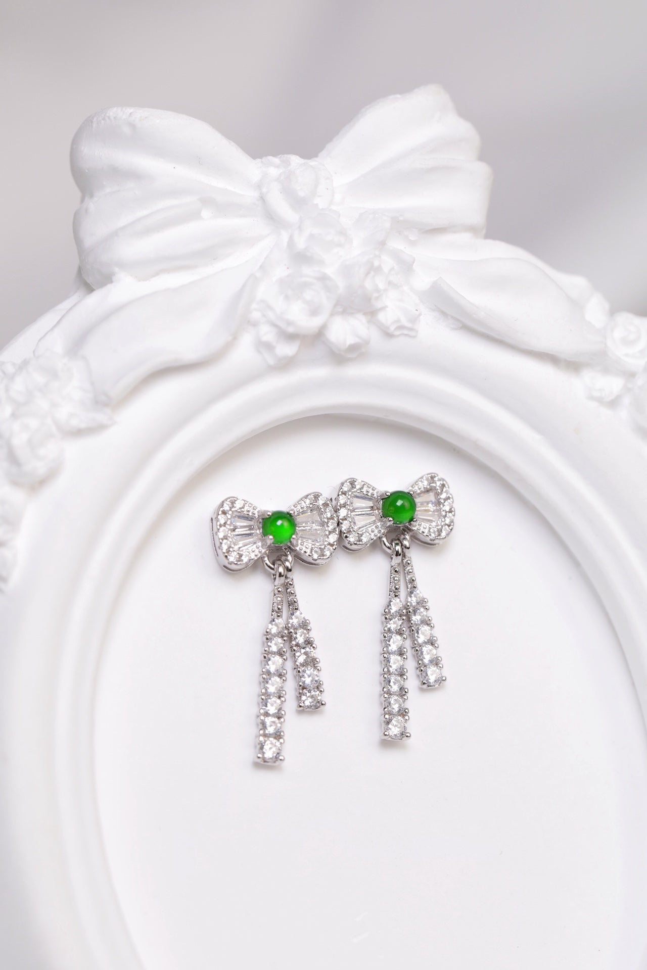 Diamond-Set Bowknot Drop Earrings