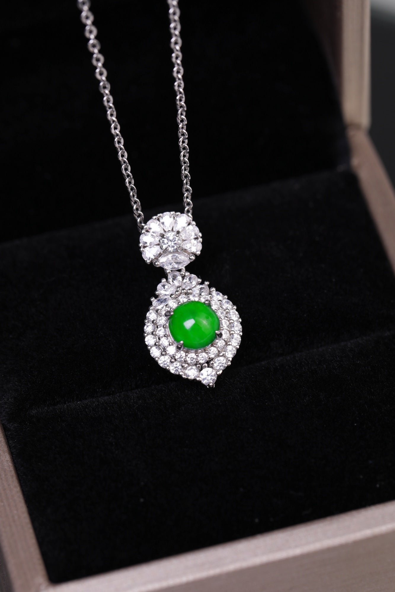 Diamond-Set Halo Pendant Necklace