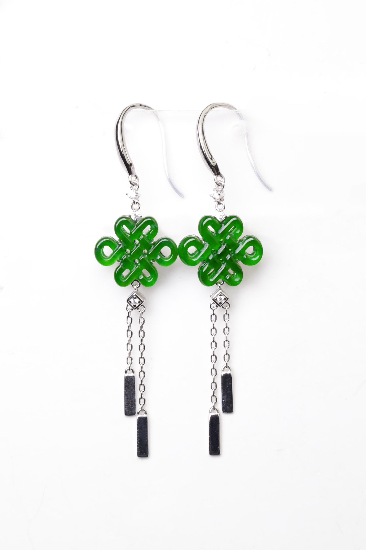 Chinese knot earrings S925 silver jade