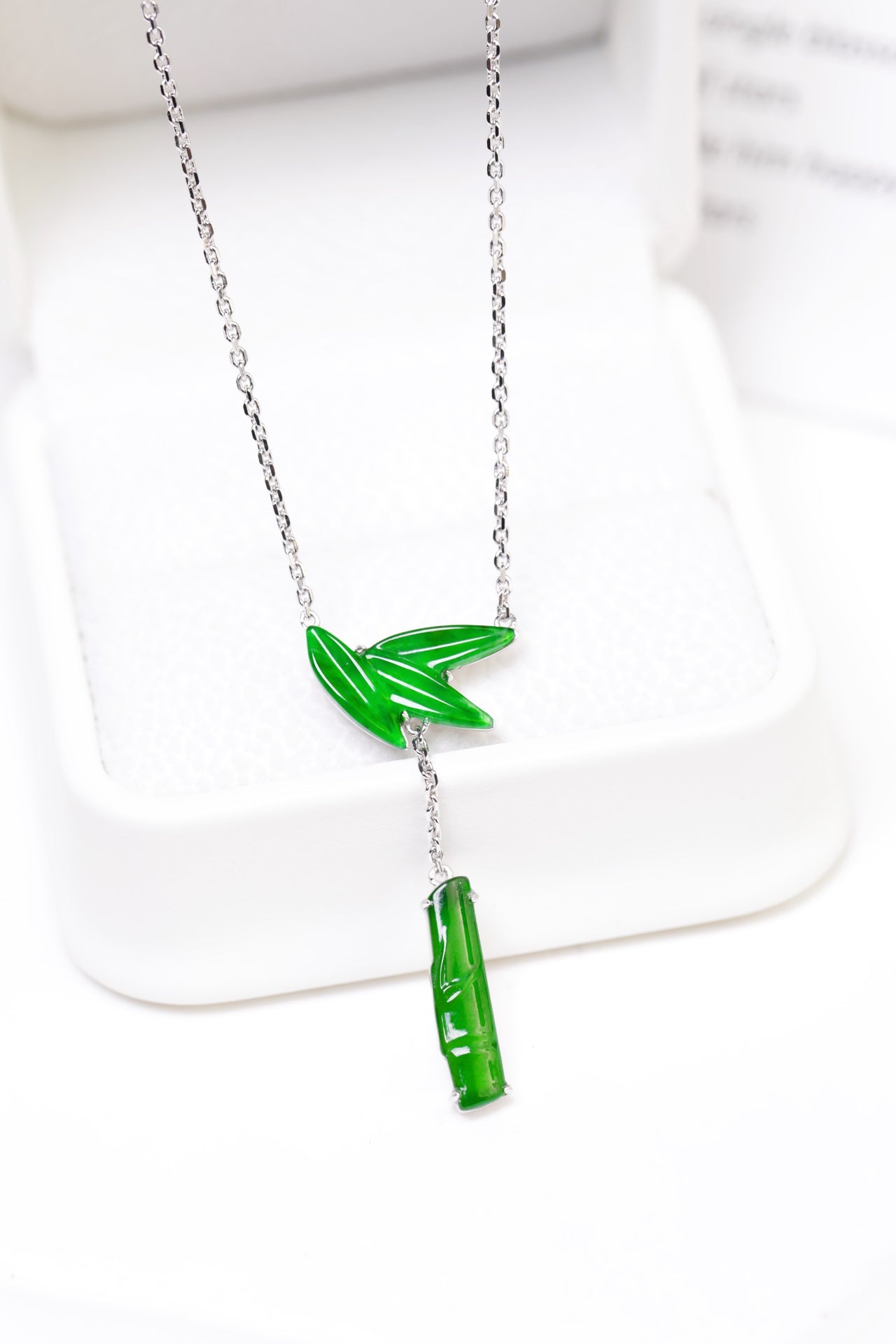 Green Bamboo Leaf and Bamboo Necklace