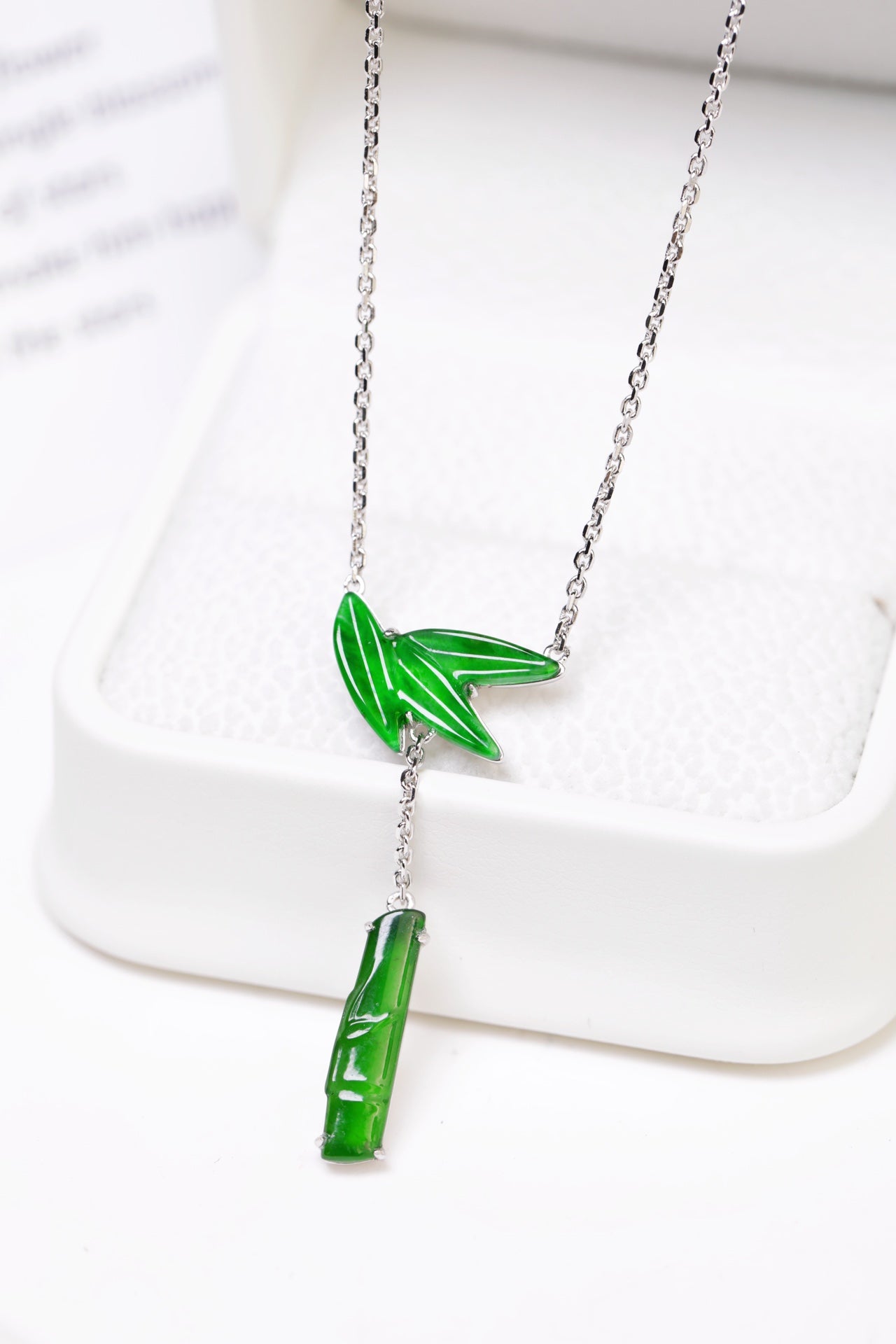 Green Bamboo Leaf and Bamboo Necklace