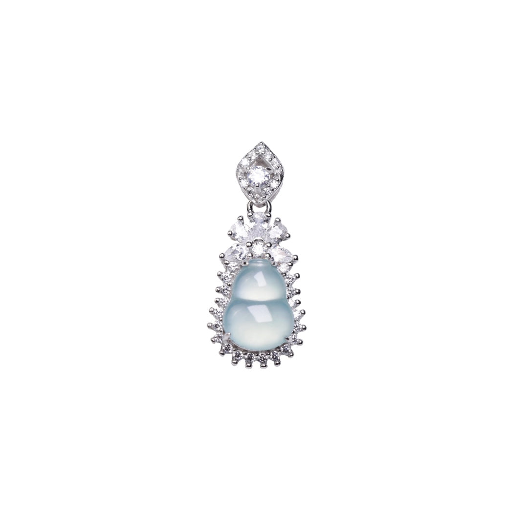 Diamond-Set Ice Jade Gourd Pendant Necklace