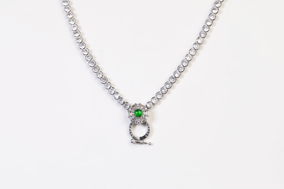 Diamond-Set Ring-Link Halo Necklace