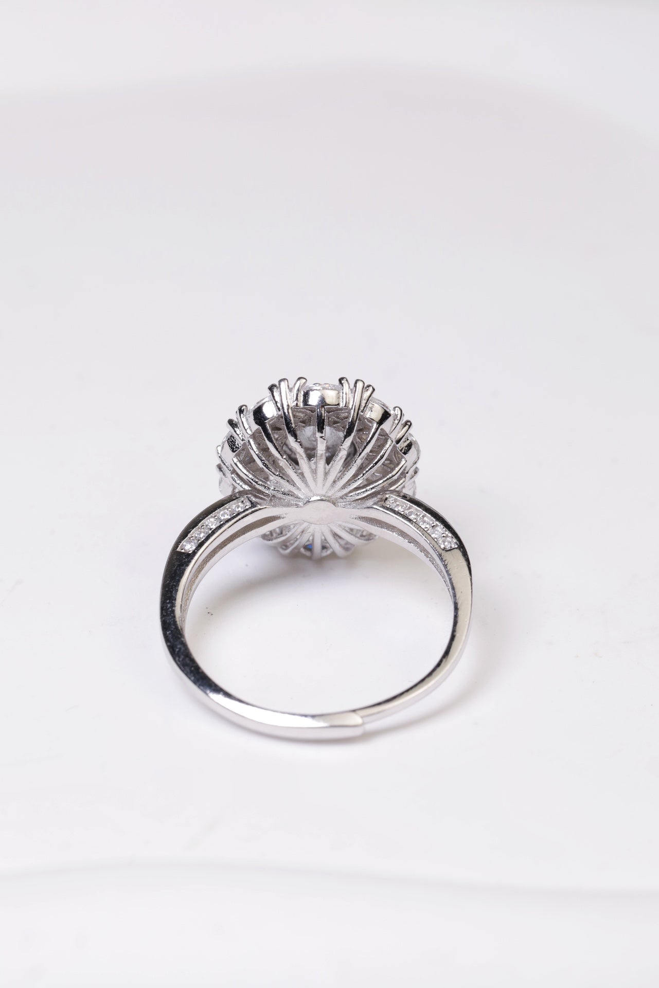 Diamond-Set Oval Halo Ring