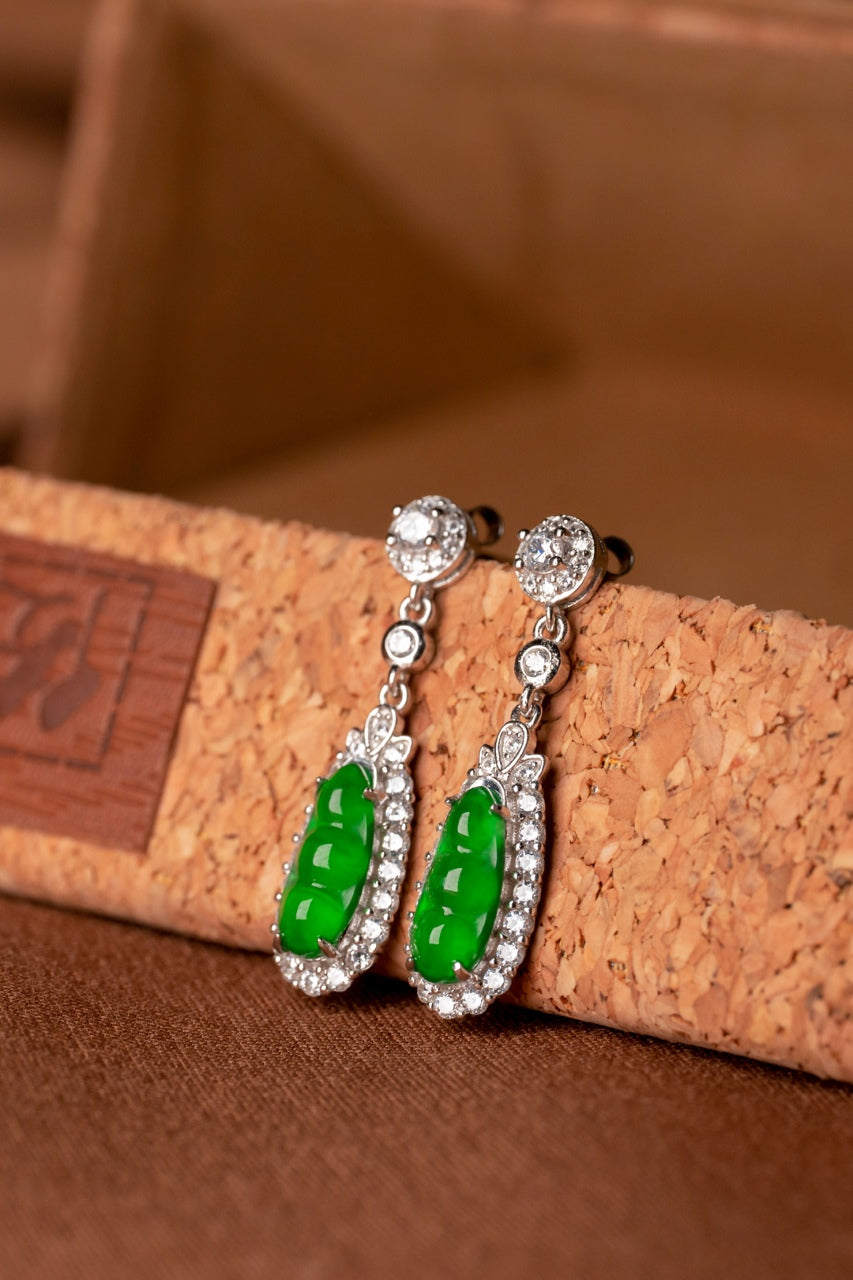 Diamond-Set Bean  Earrings