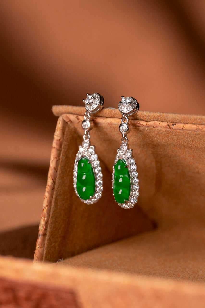 Diamond-Set Bean  Earrings