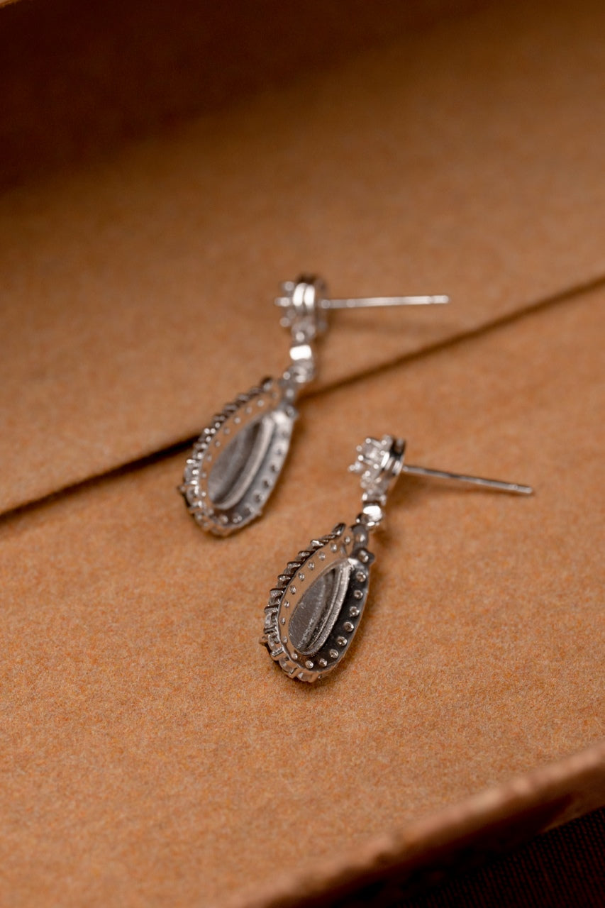 Diamond-Set Bean  Earrings