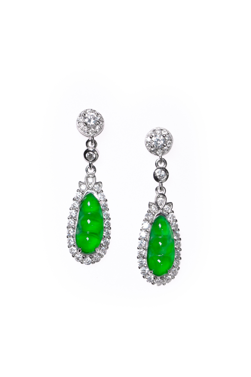 Bean earrings S925 silver jade