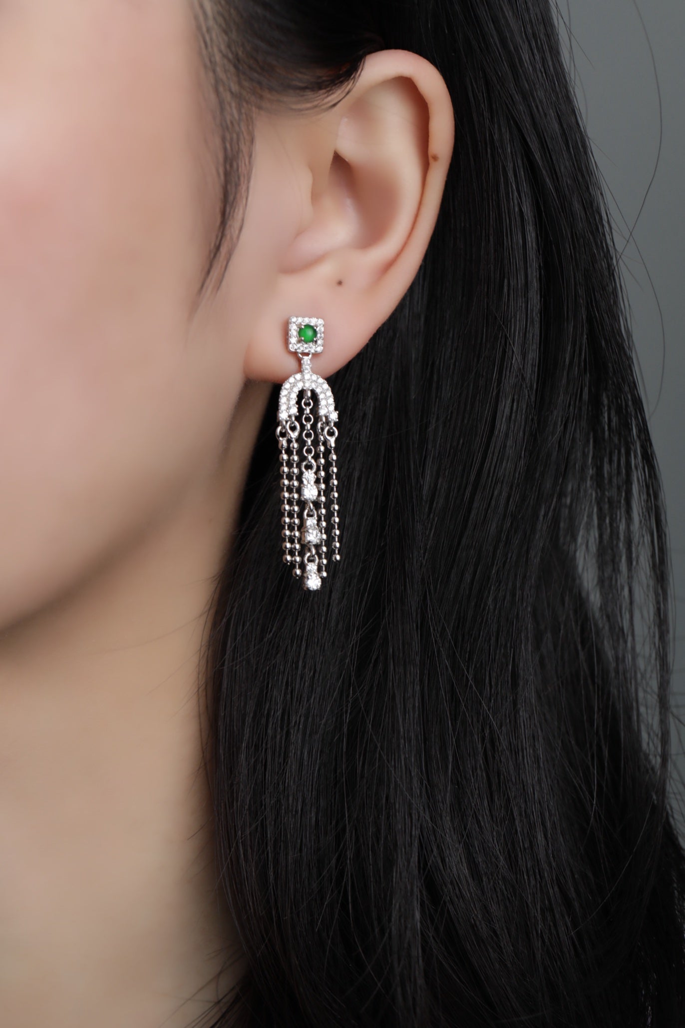 Diamond-Set Bead Drop Earrings