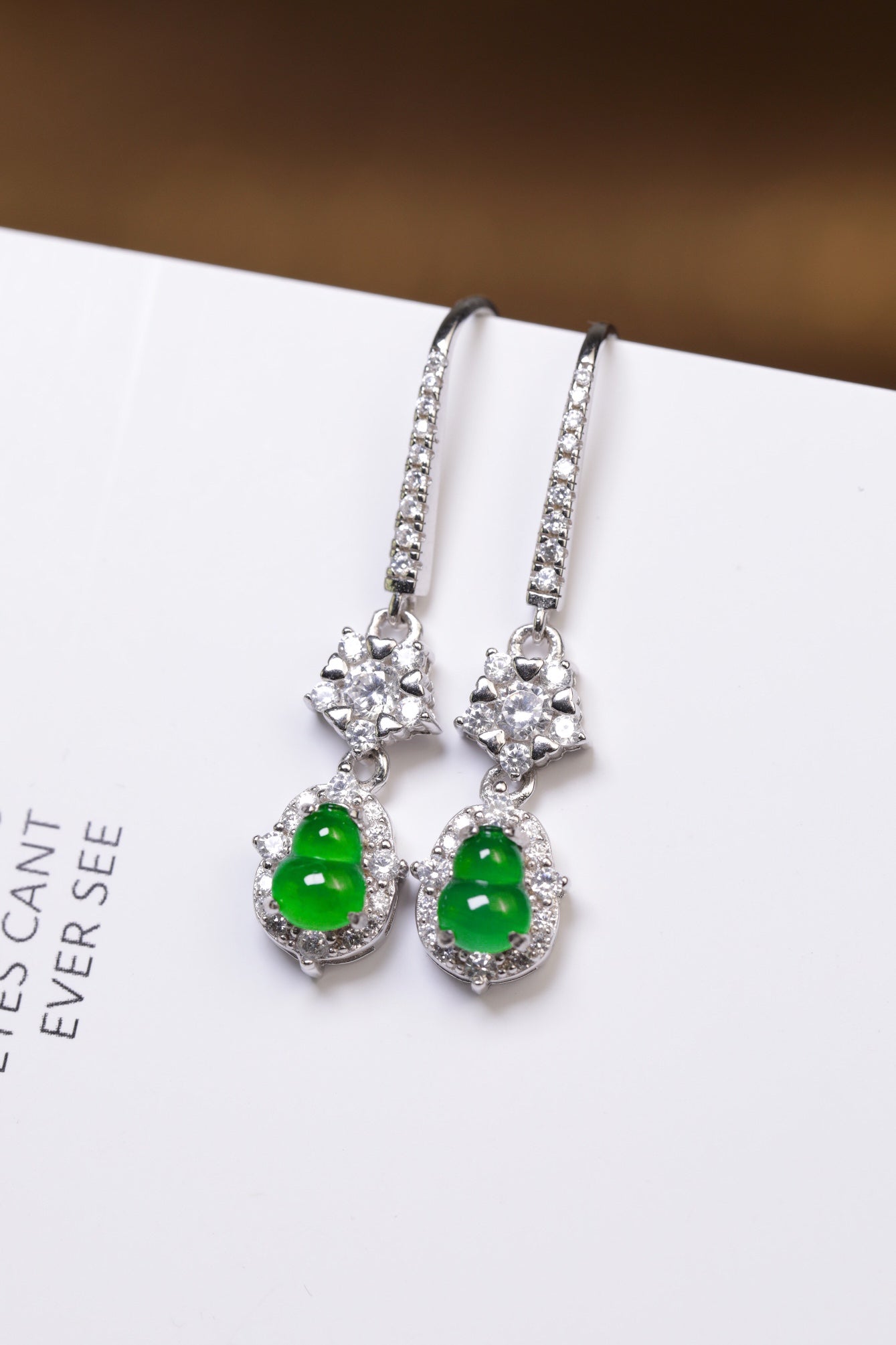 Diamond-Set Gourd Drop Earrings