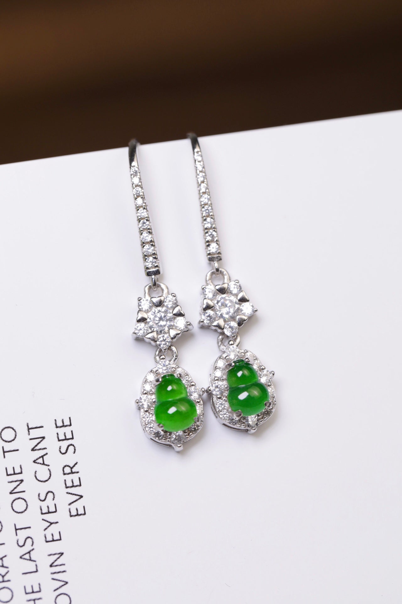 Diamond-Set Gourd Drop Earrings