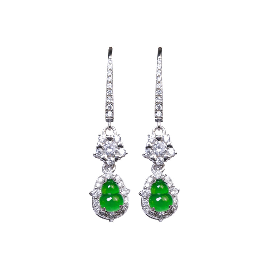 Gourd Earrings S925 Silver Jade