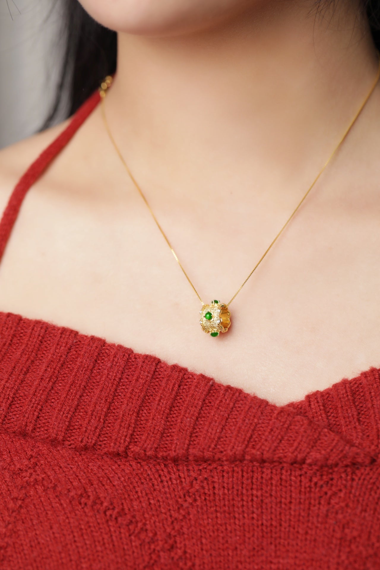 Gold-Plated Circle Pendant Necklace