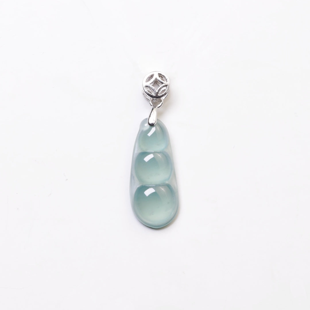 Ice Jade Bean Pendant Necklace