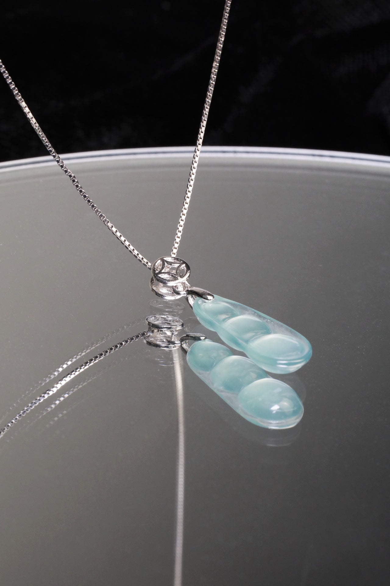 Ice Jade Bean Pendant Necklace