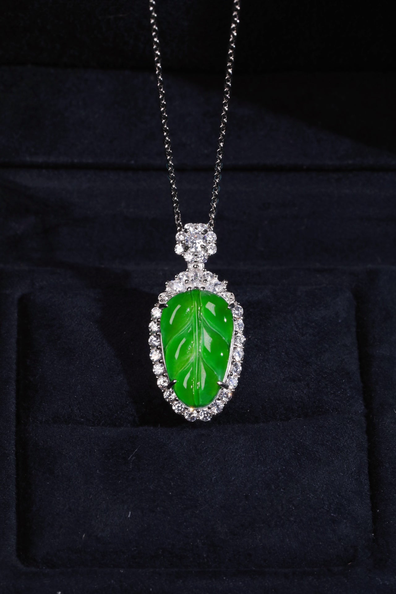 Diamond-Set Leaf Pendant Necklace