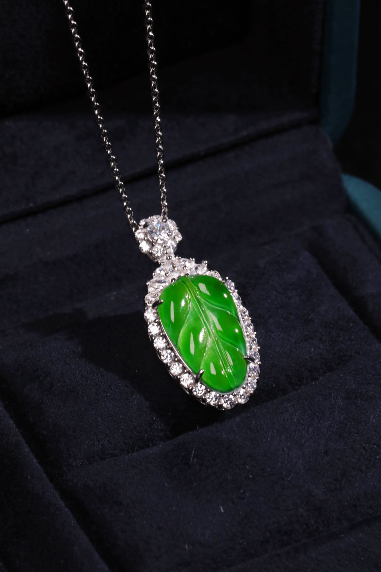 Diamond-Set Leaf Pendant Necklace