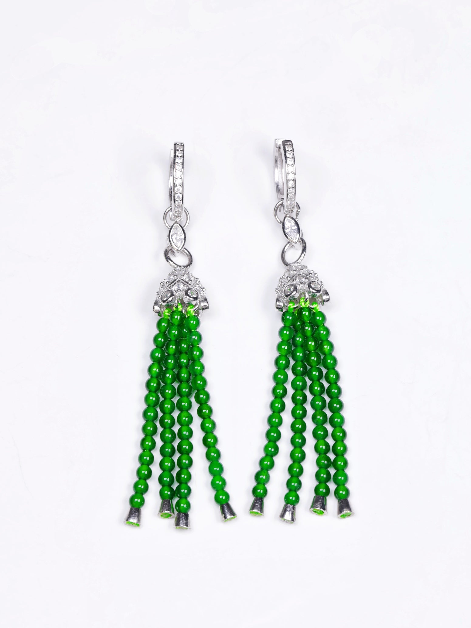 Diamond-Set Bead Drop Earrings