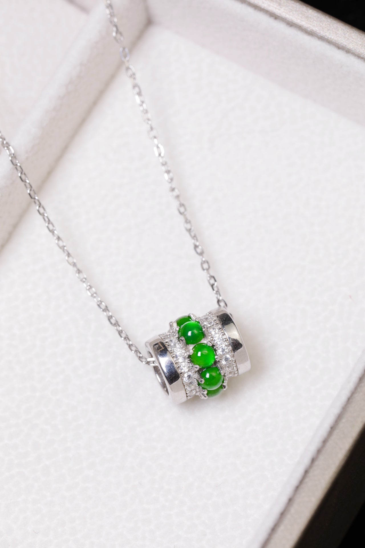 Diamond-Set Cylindrical Pendant Necklace