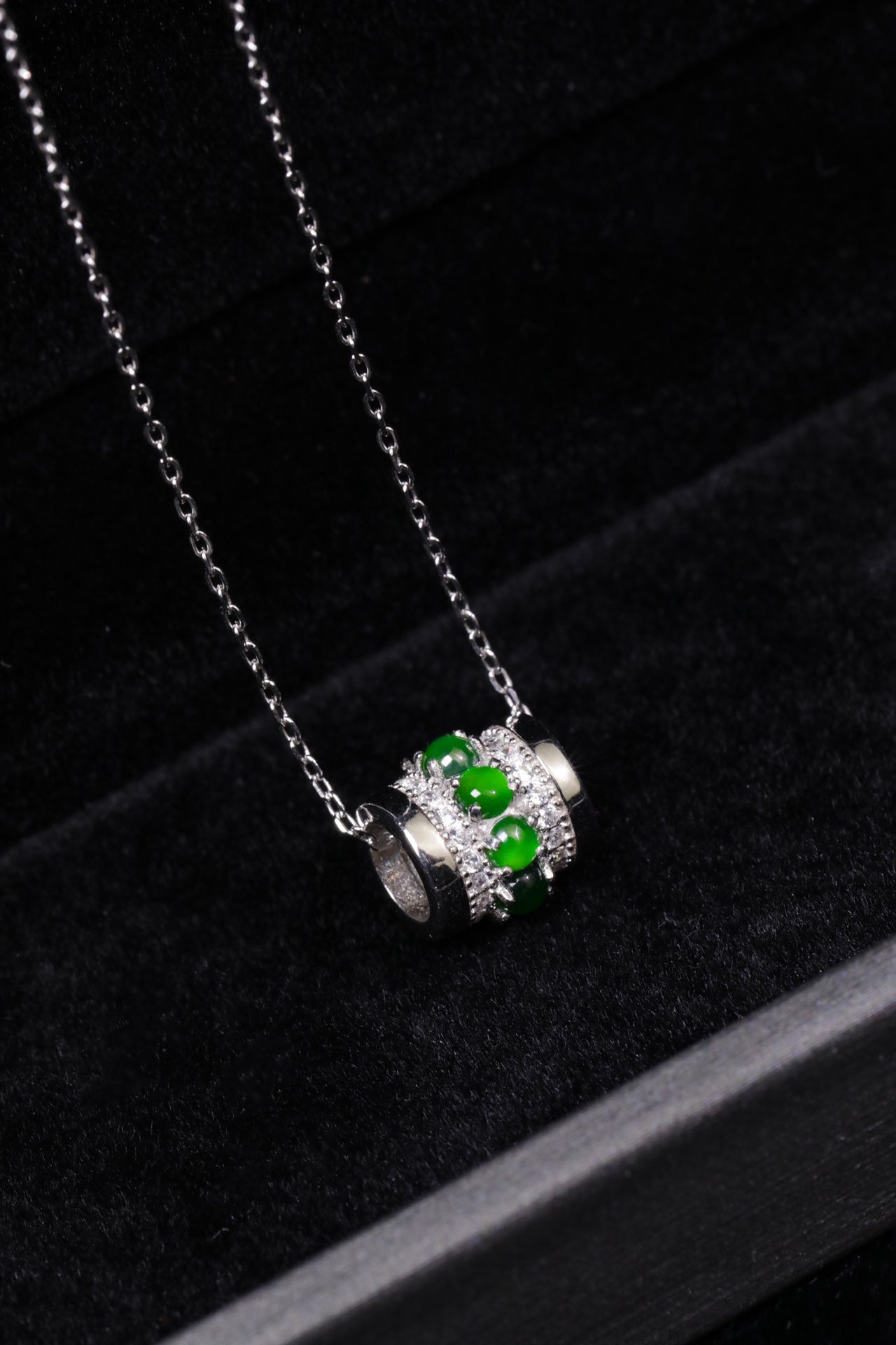 Diamond-Set Cylindrical Pendant Necklace