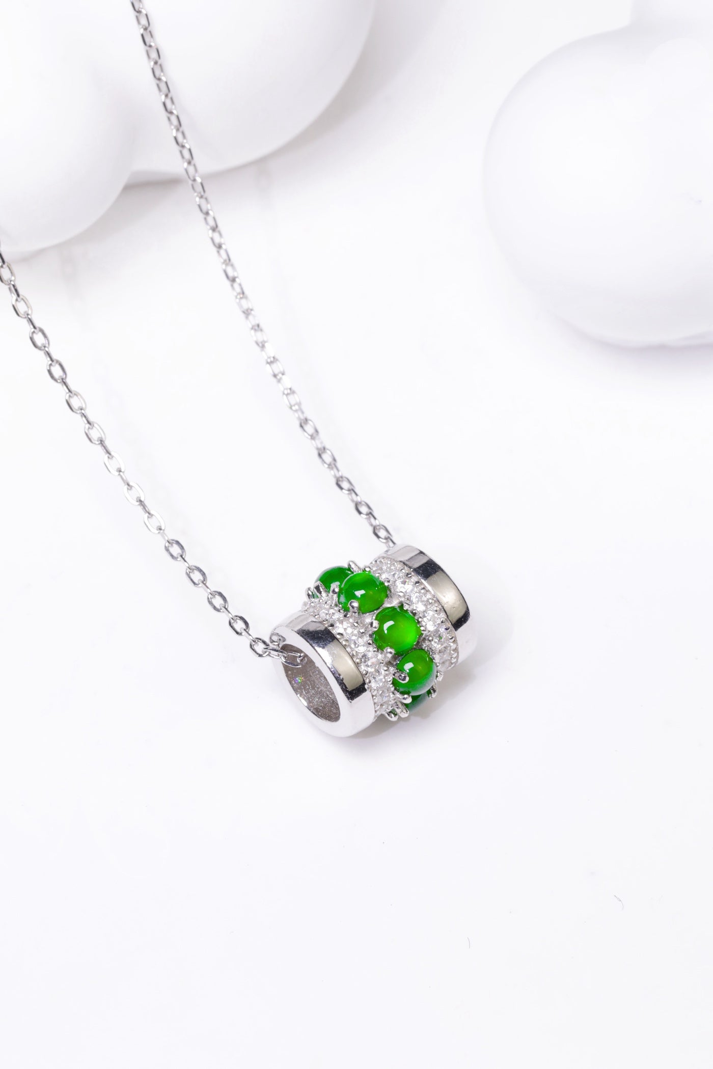 Diamond-Set Cylindrical Pendant Necklace