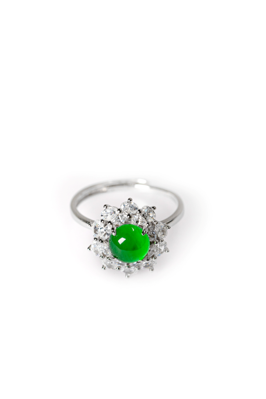 Egg-shaped ring S925 silver jade