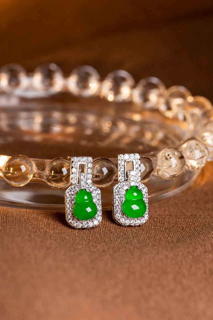 Diamond-Set Gourd Drop Earrings