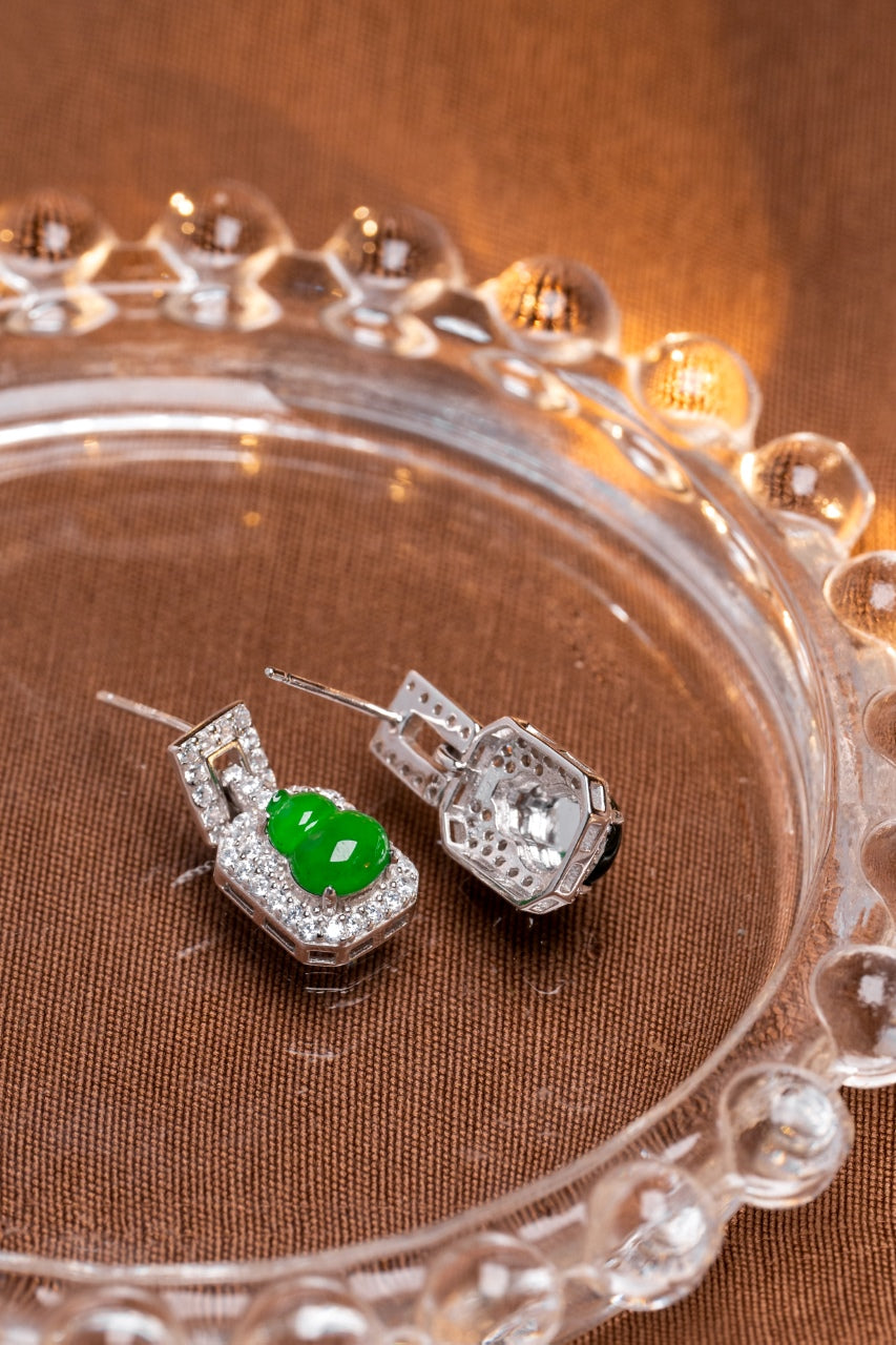 Diamond-Set Gourd Drop Earrings