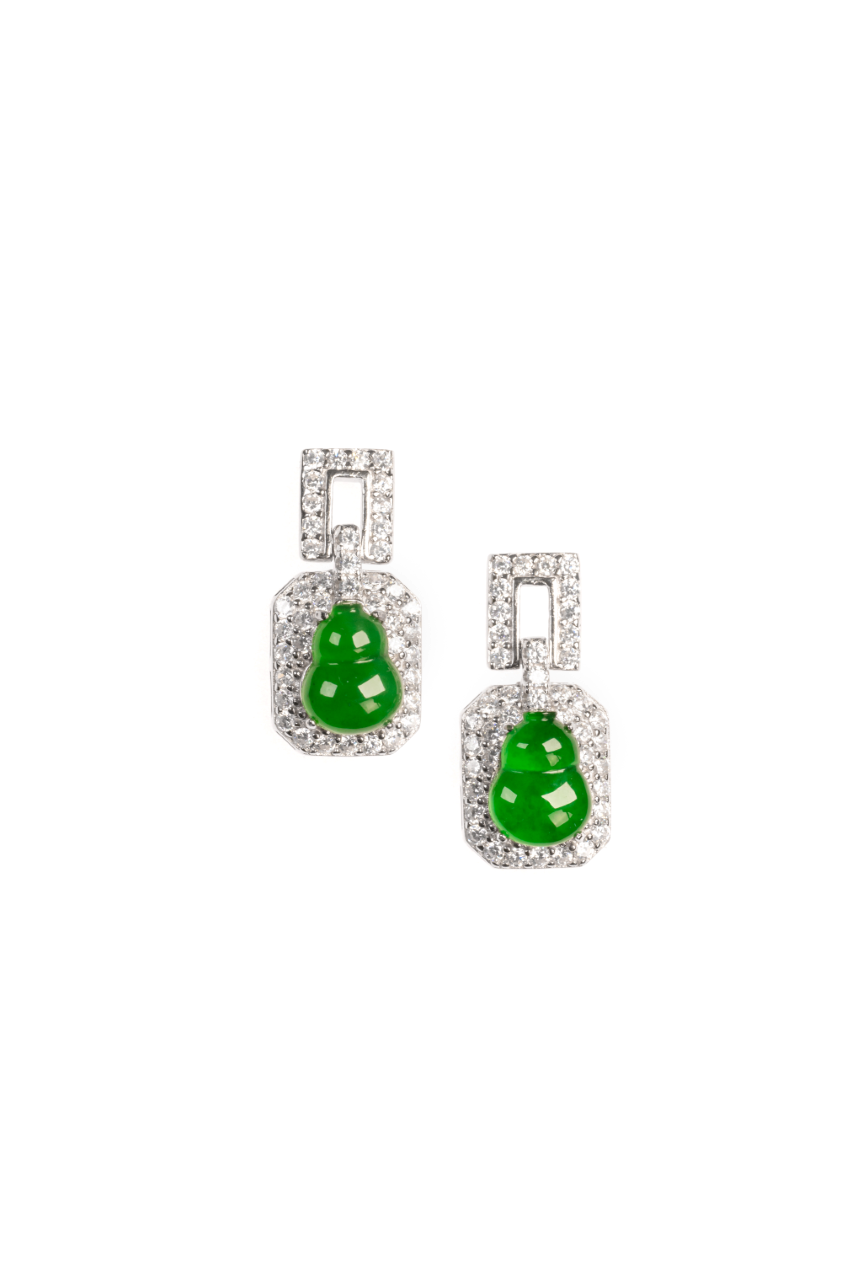 Gourd Earrings S925 Silver Jade