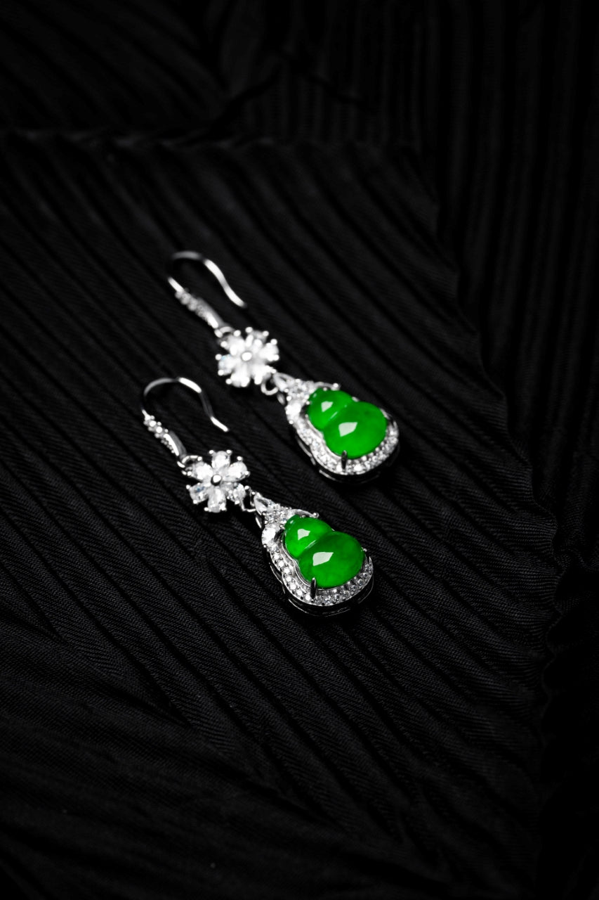 Diamond-Set Gourd Shaped Drop Earrings