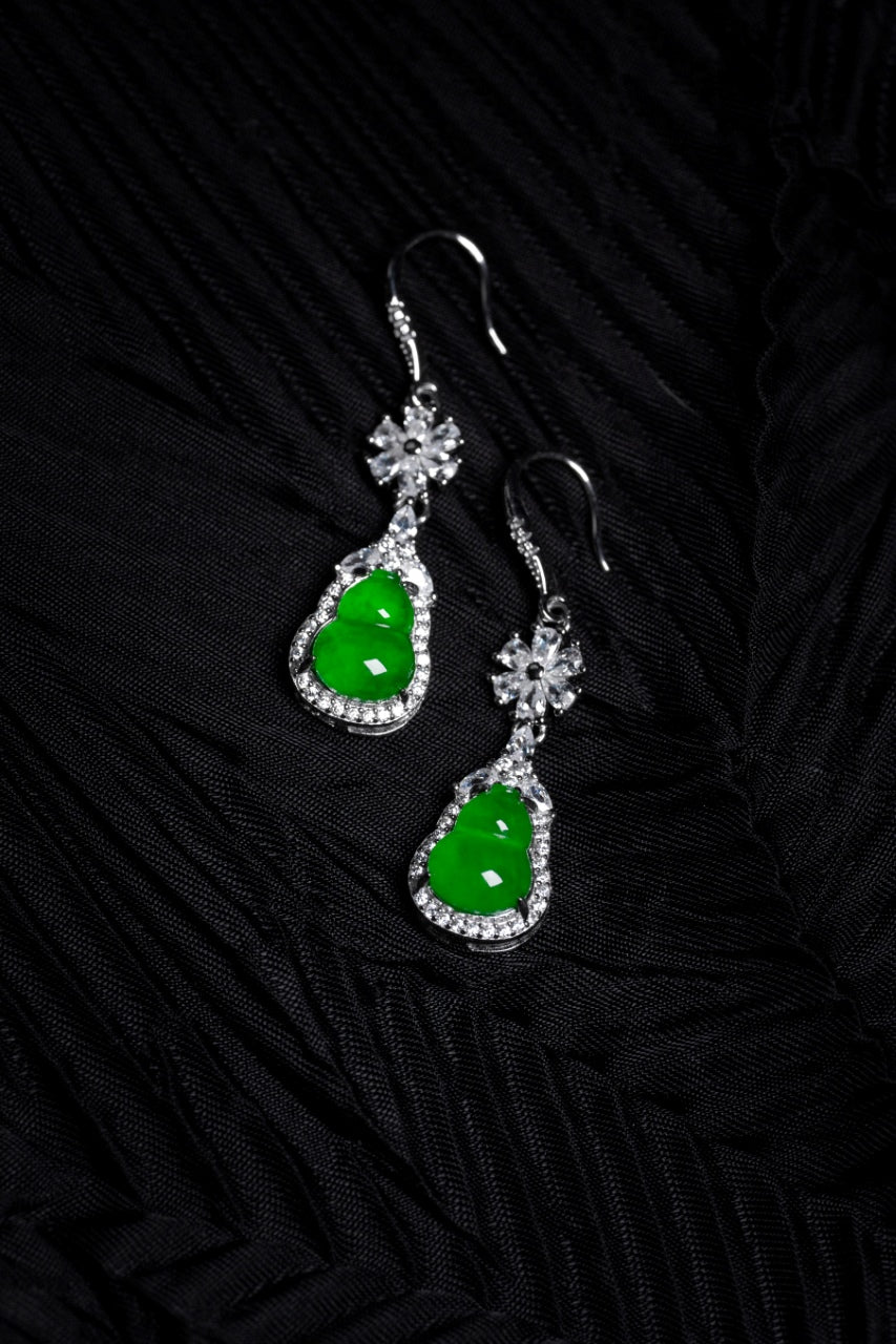 Diamond-Set Gourd Shaped Drop Earrings