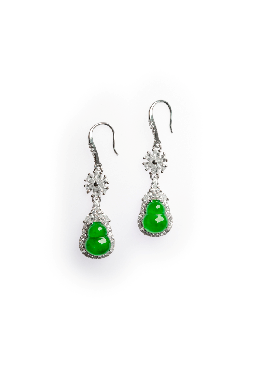 Gourd Earrings S925 Silver Jade