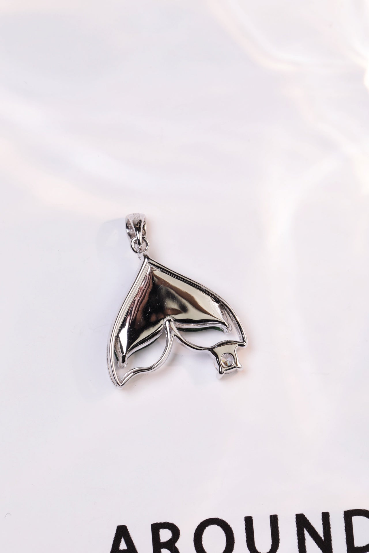 Fish Tail Silver Hoop Pendant Necklace