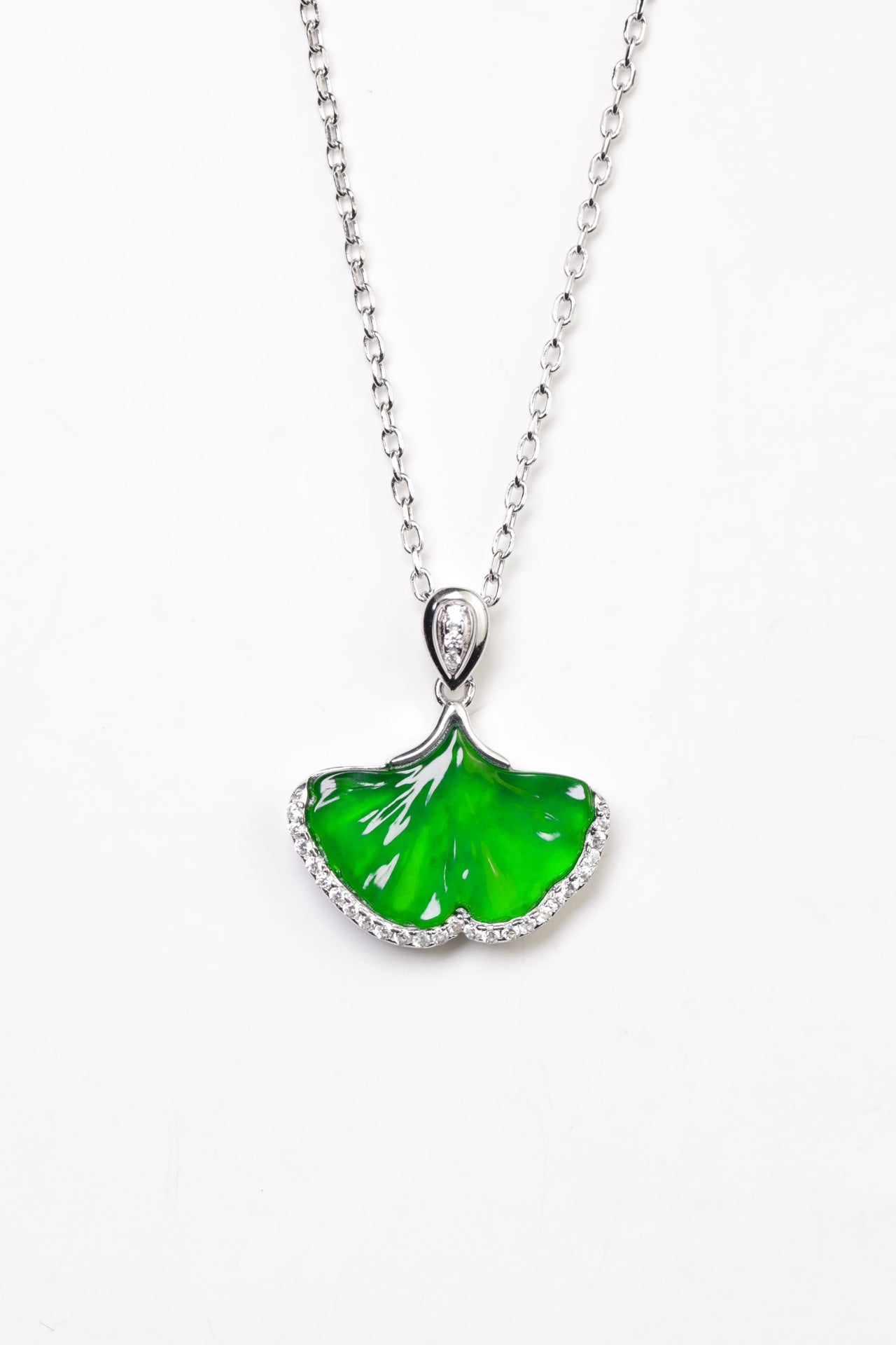 Apricot Leaf Necklace S925 Silver Jade