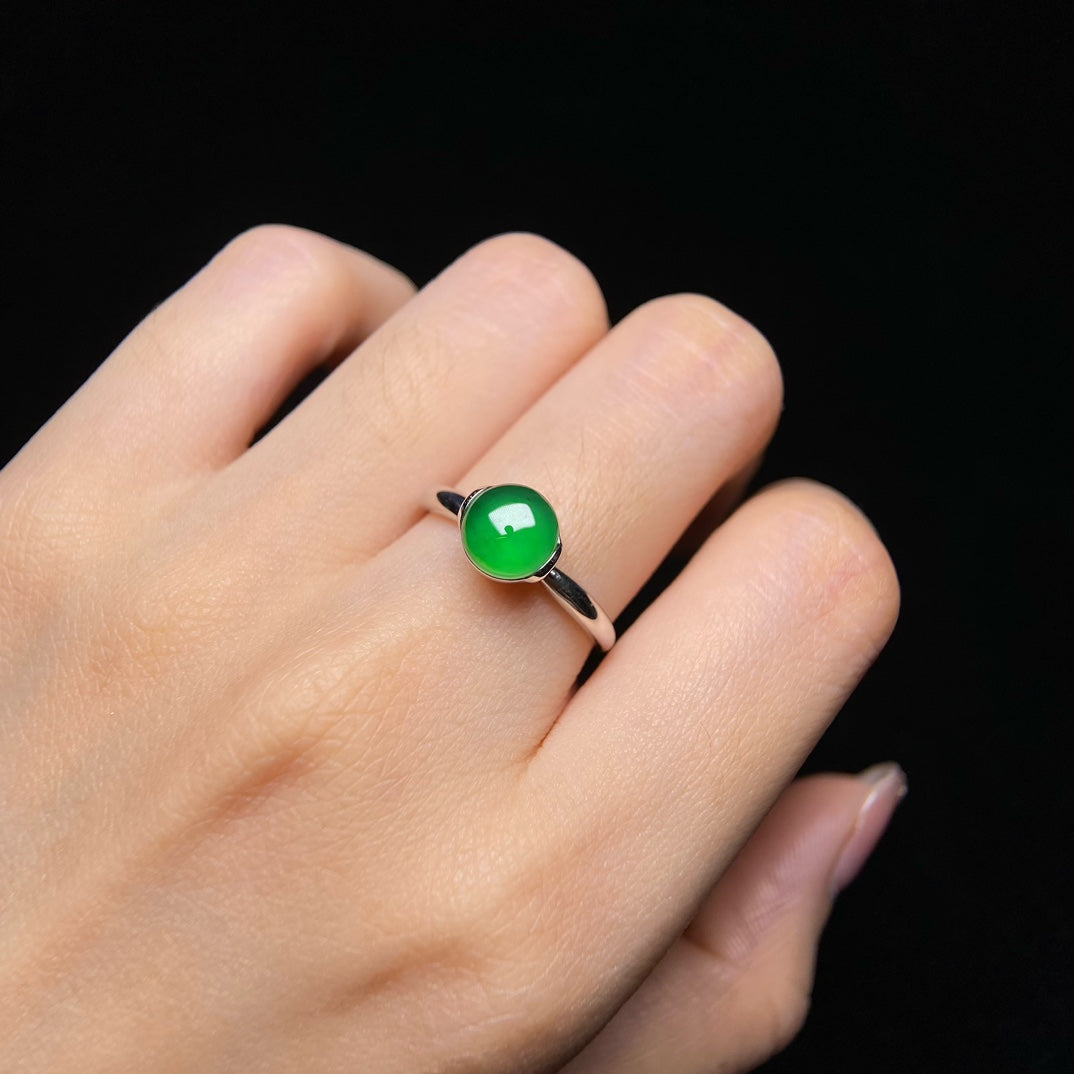 18K Jade Halo Ring