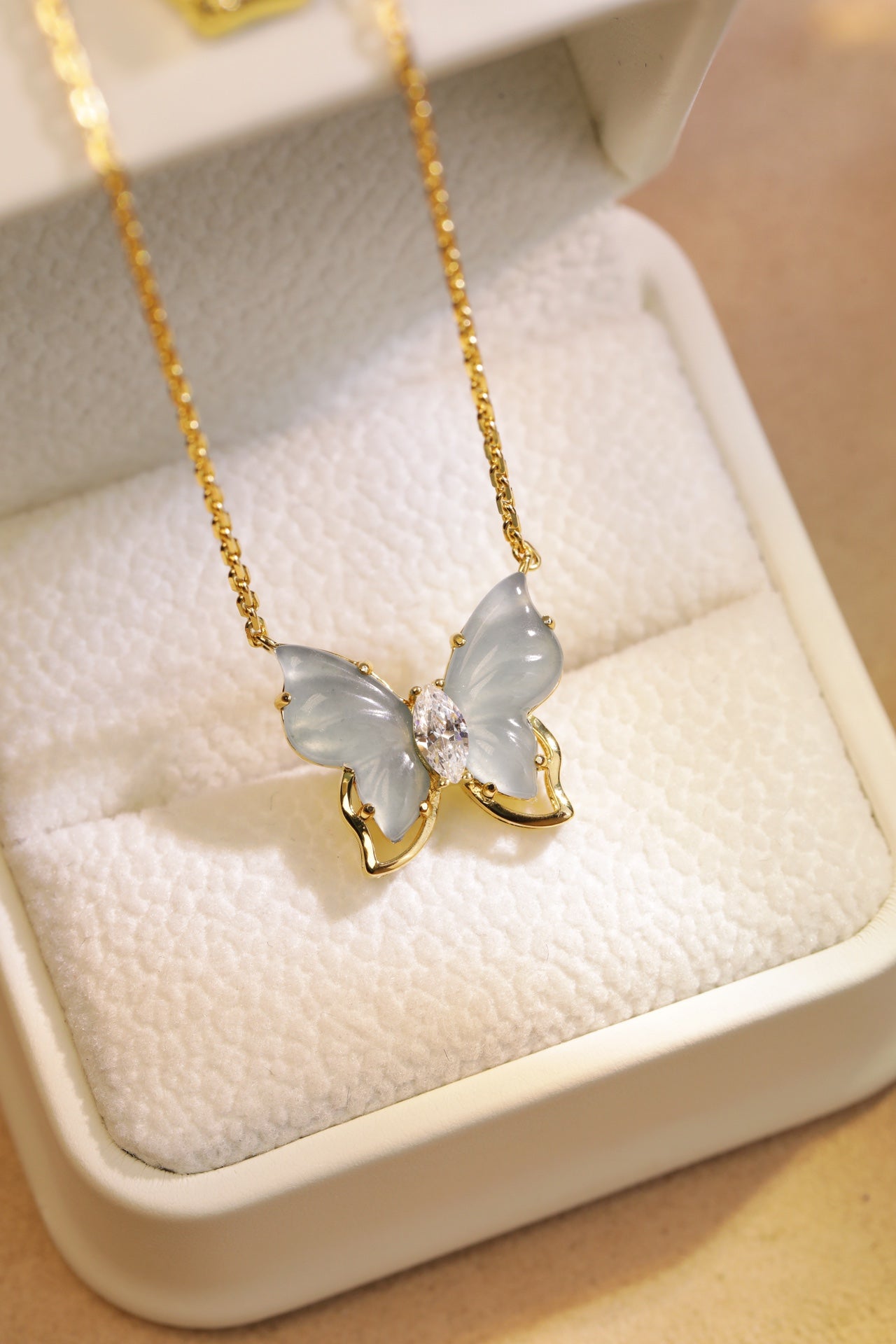 Ice butterfly necklace S925 silver jadeite