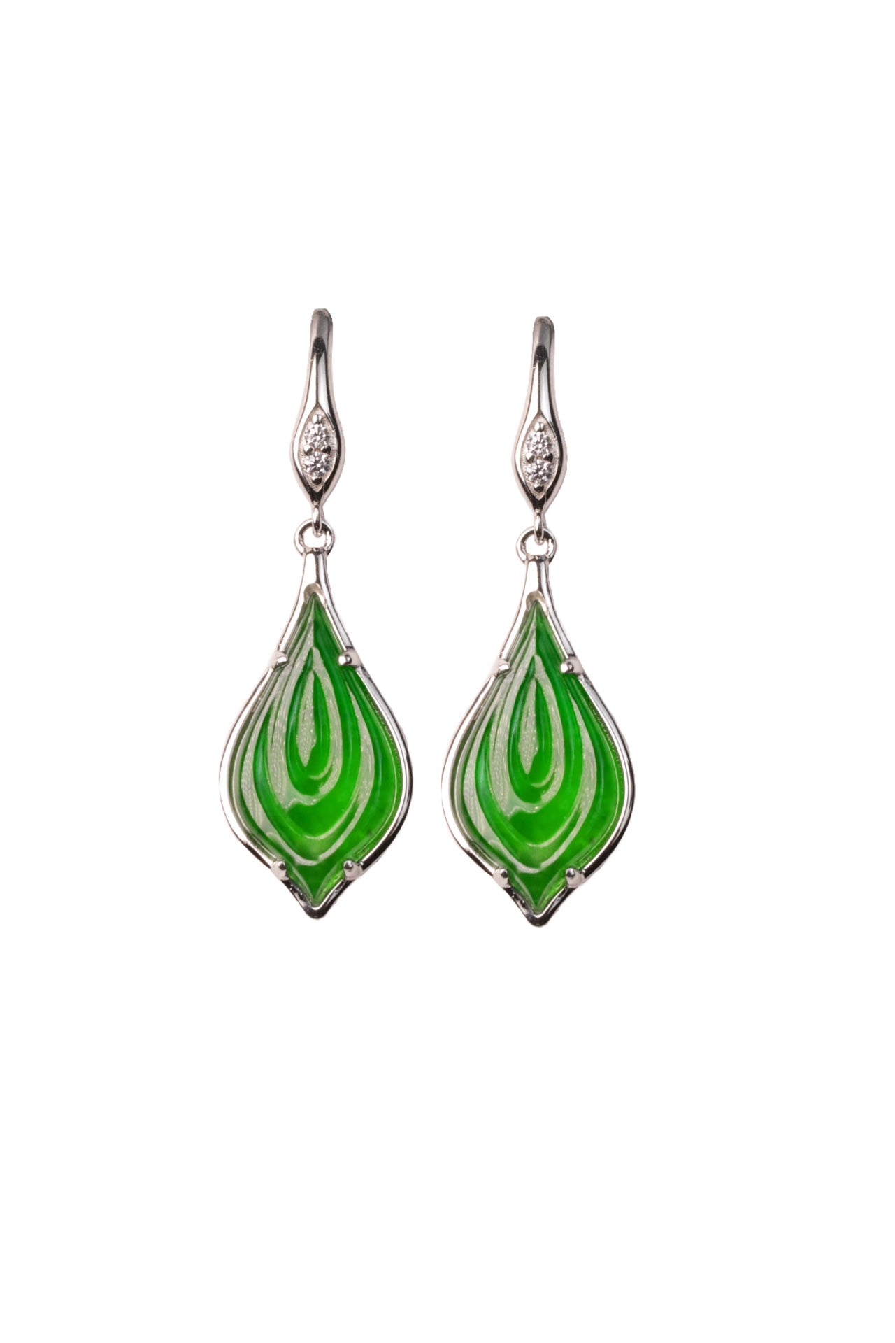 925 silver water-like benevolence earrings natural jadeite