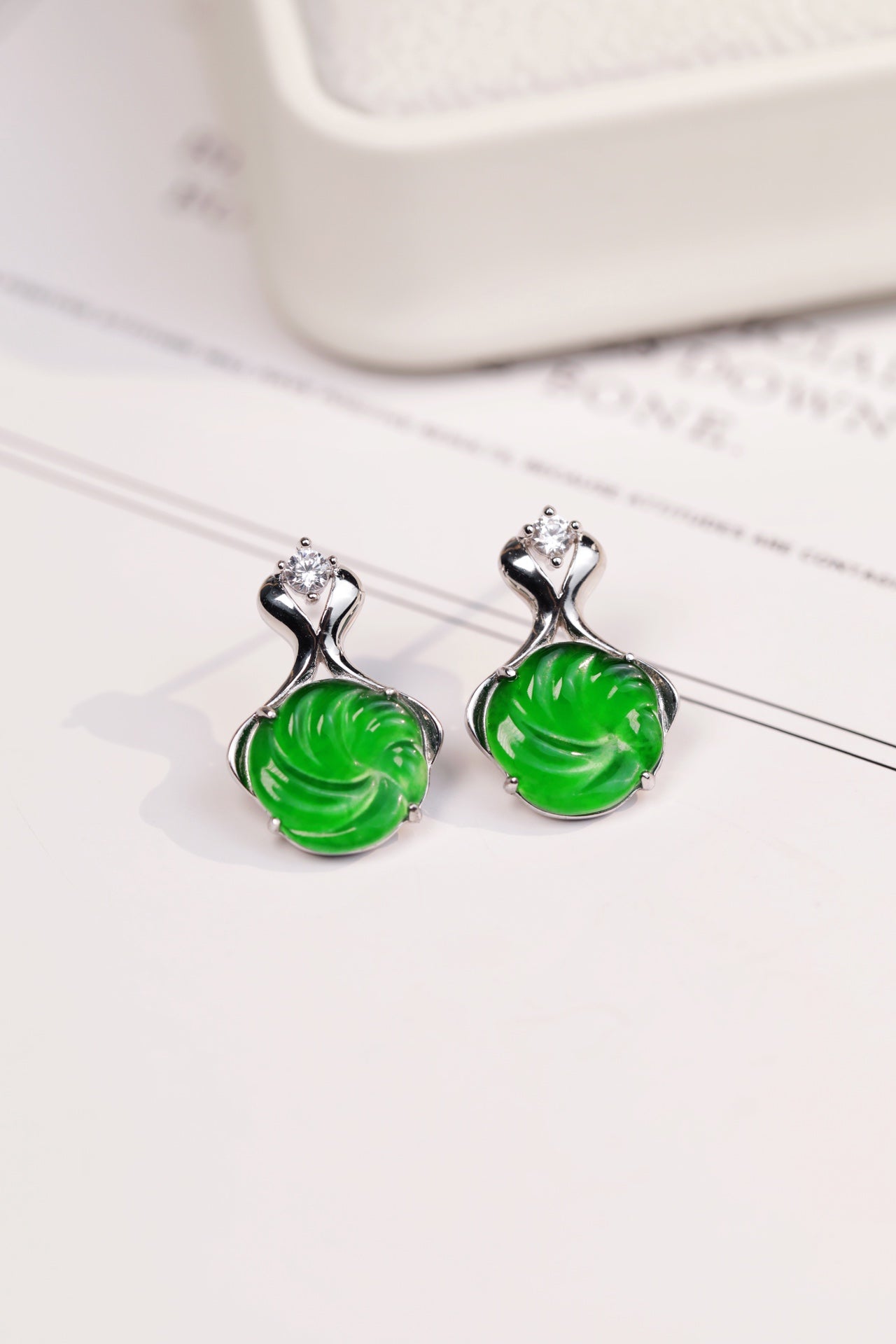 Swirl Jade Drop Earrings