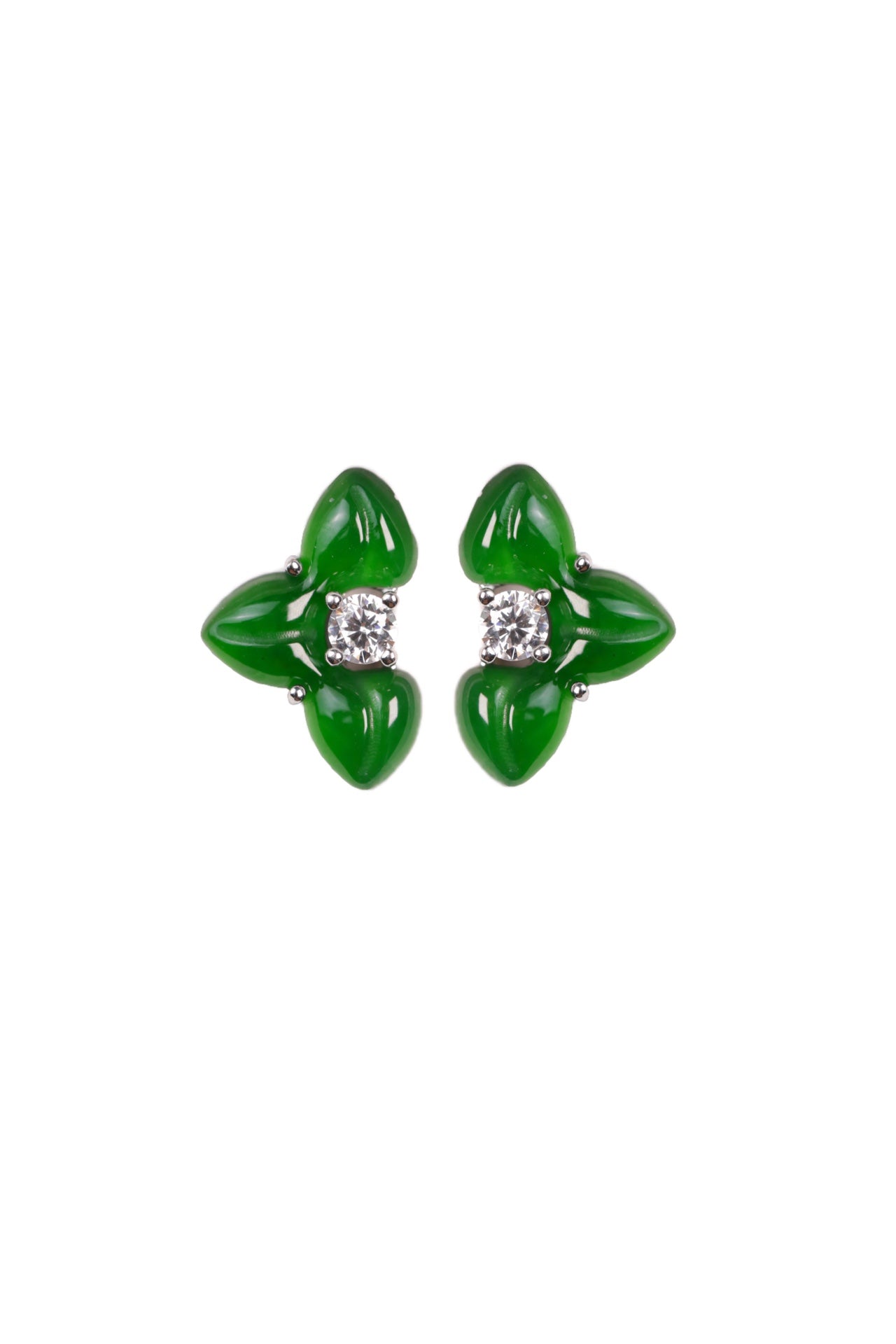 925 Silver Morning Dew Earrings Natural Jade