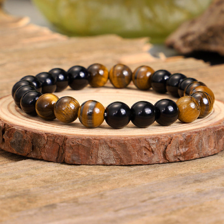 Tibetan Black Onyx Tiger Eye Protection Necklace Mala Set