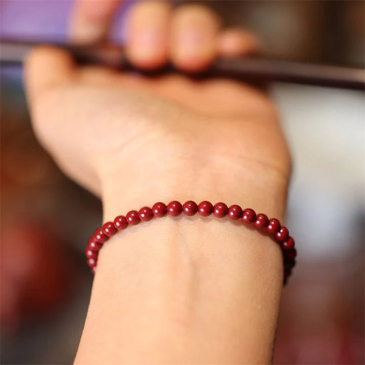 Natural Cinnabar Blessing Red String Braided Bracelet Anklet